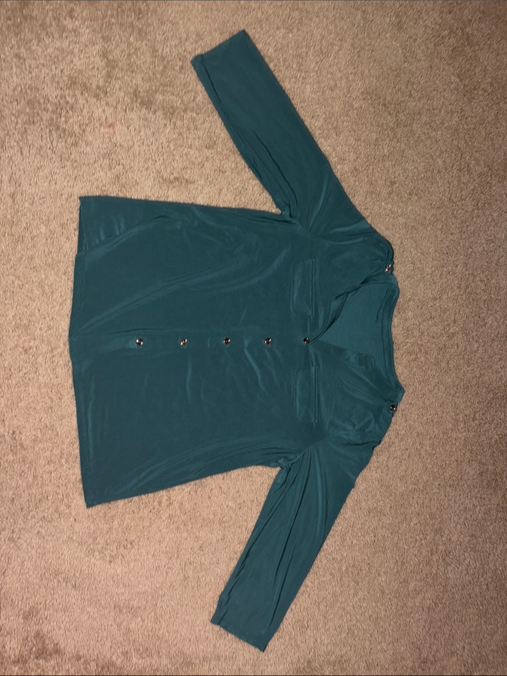 Source Unknown Teal Button-Front Long Sleeve Top